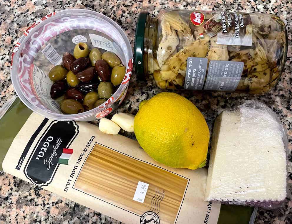 Лимонная паста с артишоком - ингредиенты